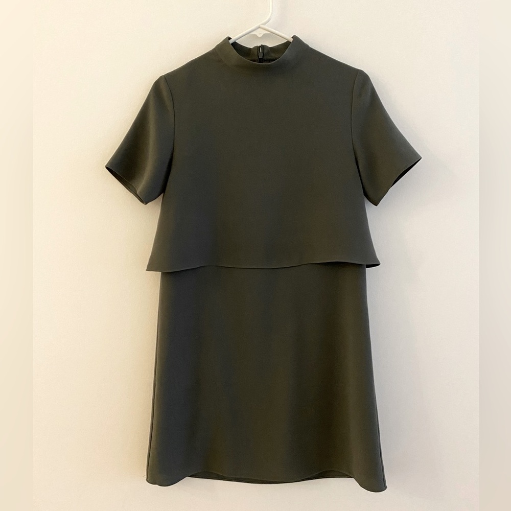 Oak + Fort Olive Green High Neck Dress, Size S